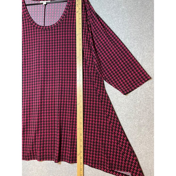 Woman Within Tunic Top Womens 1X Houndstooth 3/4 Sleeve Stretchy Round Neck - Picture 4 of 11